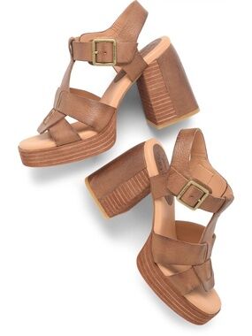 NWT S9 Brown leather Kork Ease original platform sandles size 9